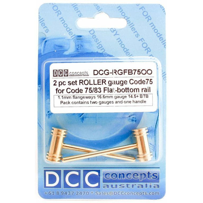 DCC CONCEPTS OO/HO Scale Roller Gauge w/Handle (Fine) 16.5mm FB (2 Pack)