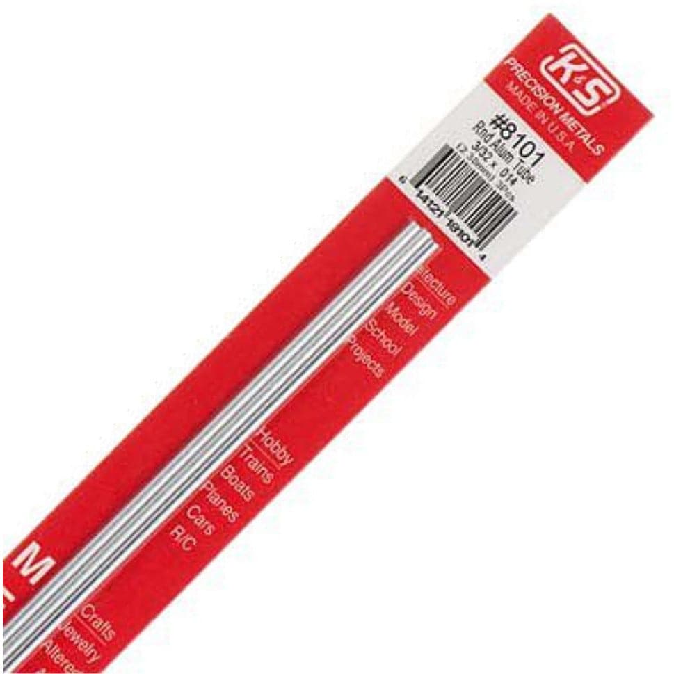 K&S Aluminium Tube 3/32in X .014 Wall - (3 Tubes per Card)