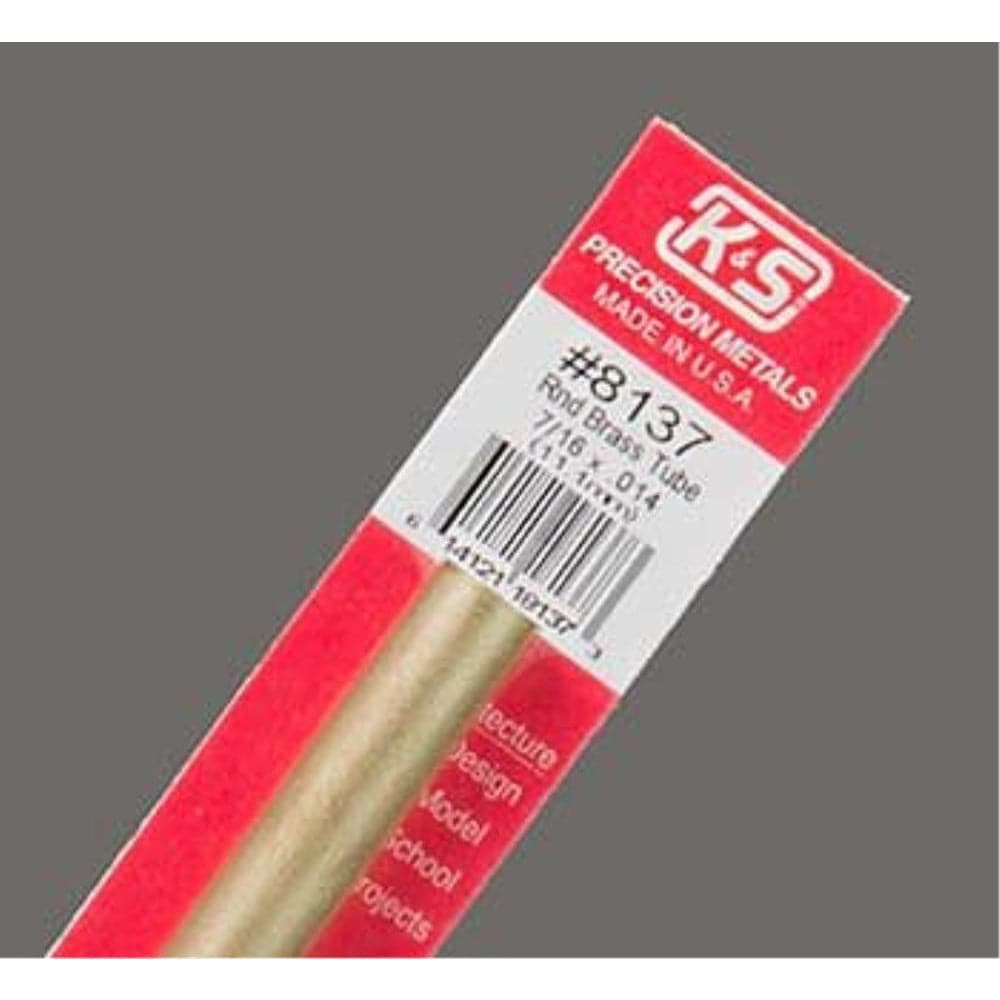 K&S Brass Tube 7/16in x .014 Wall (1 Tube per Card)