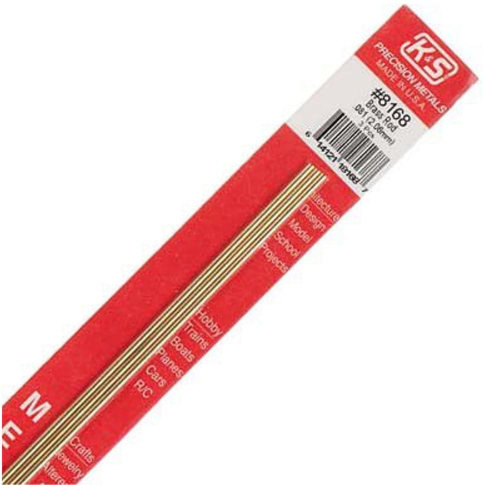 K&S Brass Rod 0.081in (3 Rods per Card)