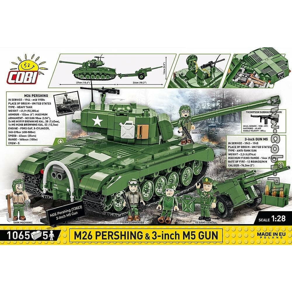 COBI WWII - M26 Pershing & 3-inch M5 1065 pcs