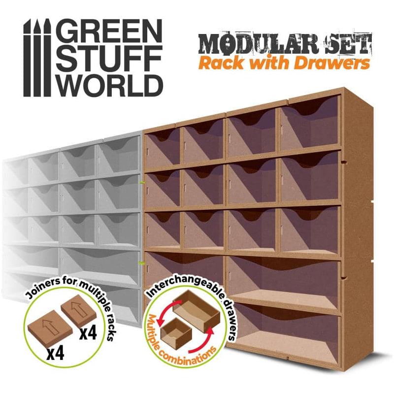 GREEN STUFF WORLD MDF Vertical Rack with Drawers