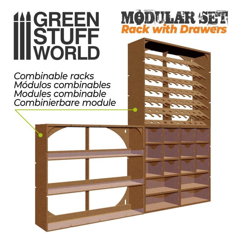 GREEN STUFF WORLD MDF Vertical Rack with Drawers