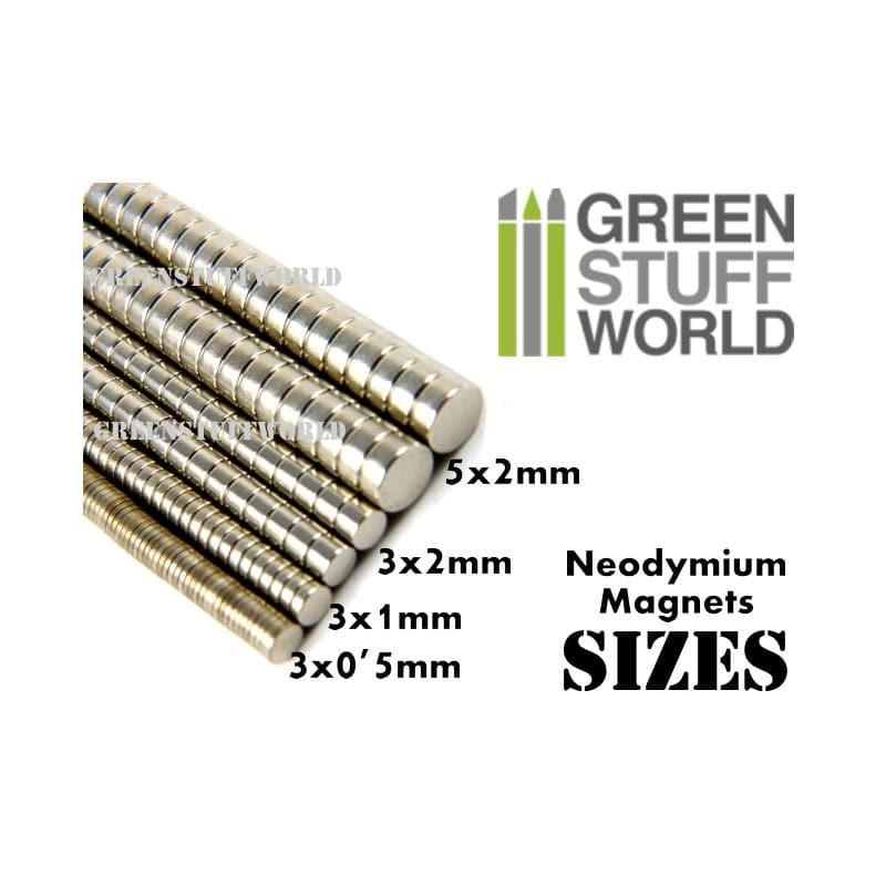 GREEN STUFF WORLD Neodymium Magnets 3 x 1mm - SET x50 (N35)