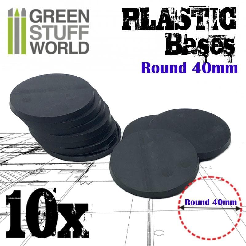 GREEN STUFF WORLD Plastic Bases - Round 40 mm Black