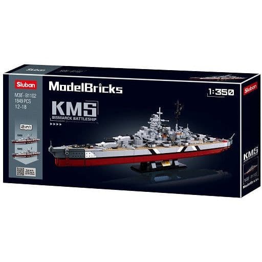 SLUBAN Model Bricks Bismarck Battleship 2 in 1 1849pcs