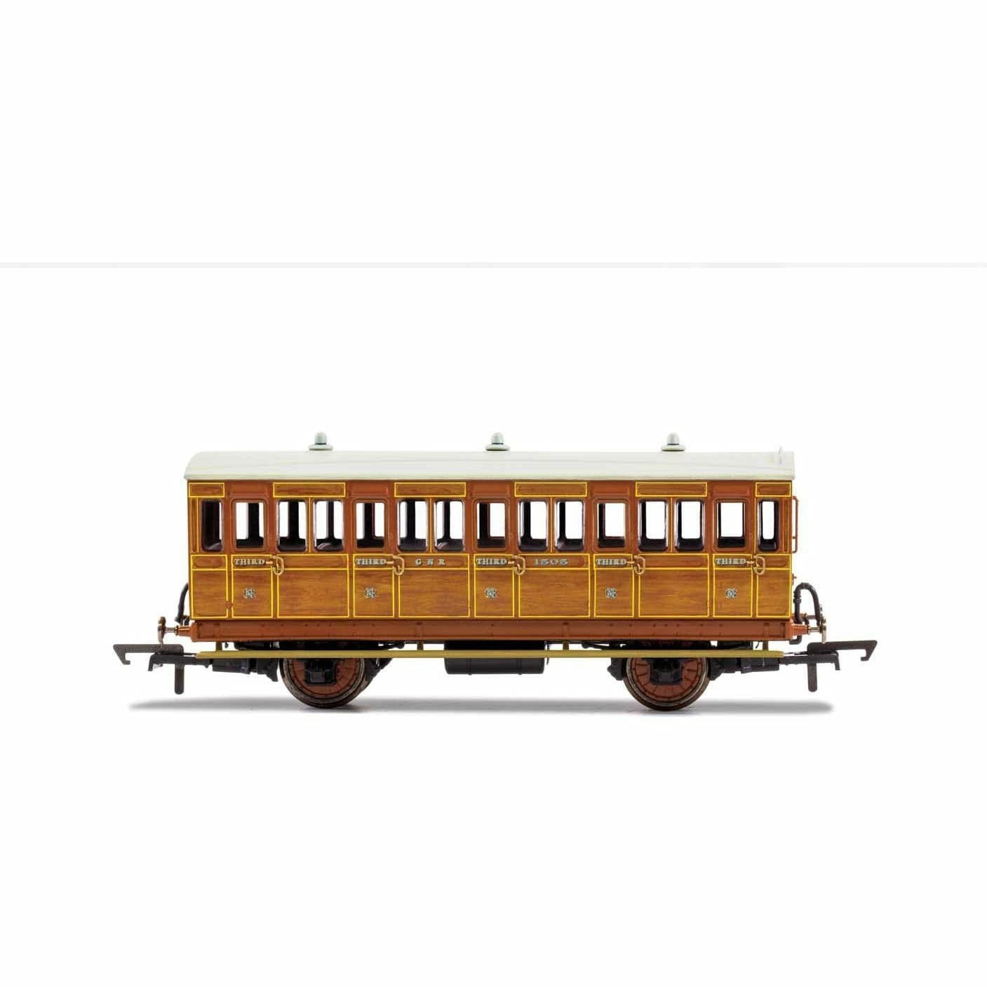 HORNBY GNR, 4 Wheel Coach, 3rd Class, Fitted Lights, 1505 - Era 2