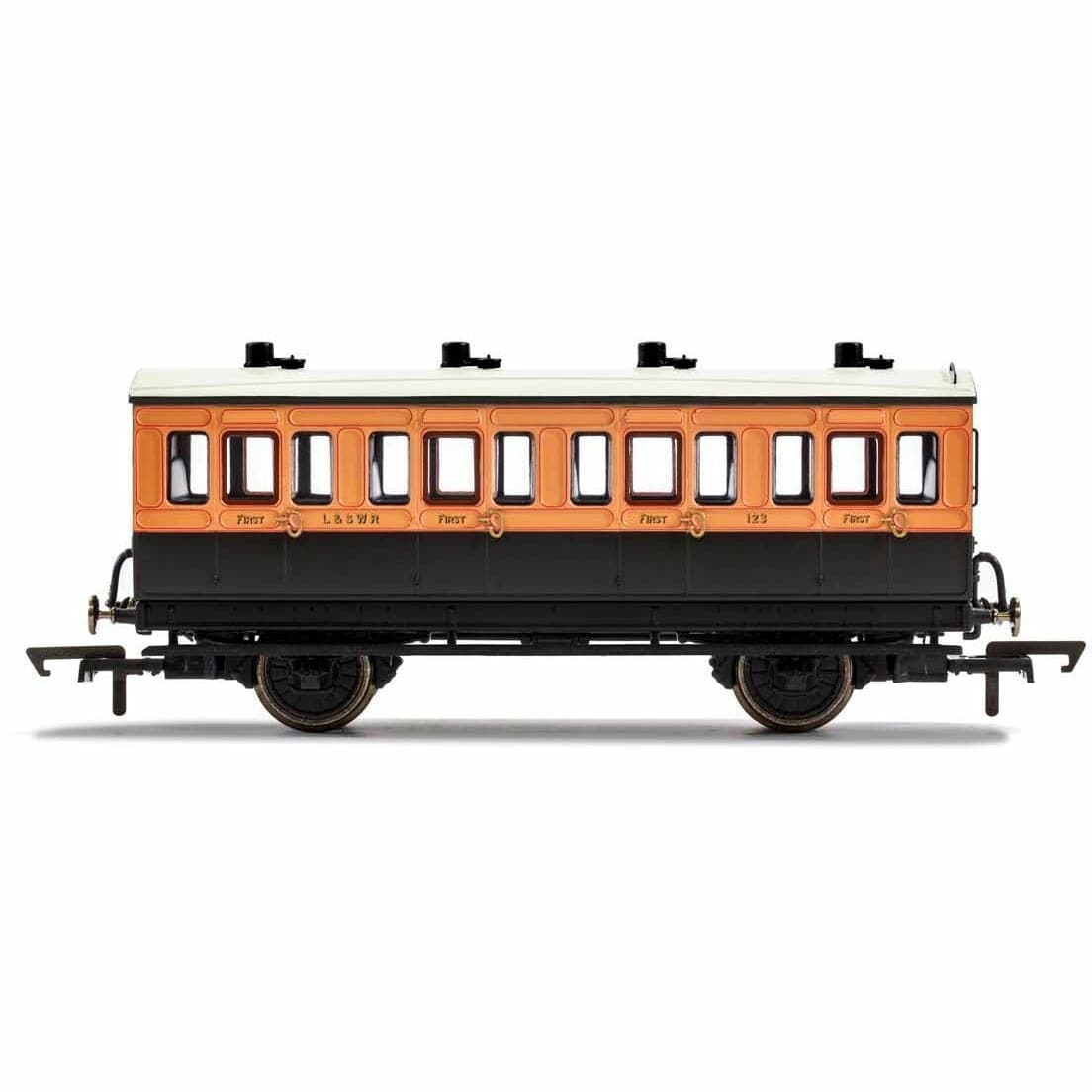 HORNBY OO LSWR, 4 Wheel Coach, 1st Class, Fitted Lights, 123 - Era 2