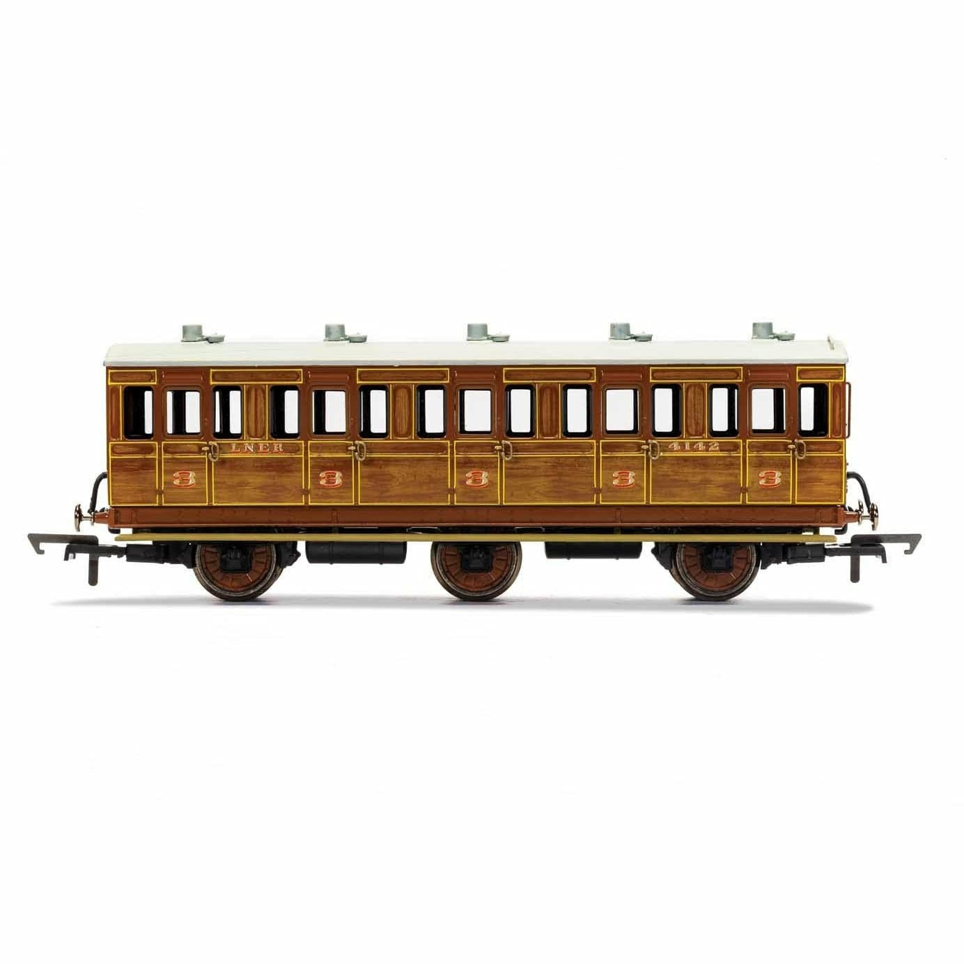 HORNBY OO LNER, 6 Wheel Coach, 3rd Class, Fitted Lights, 4142 - Era 3