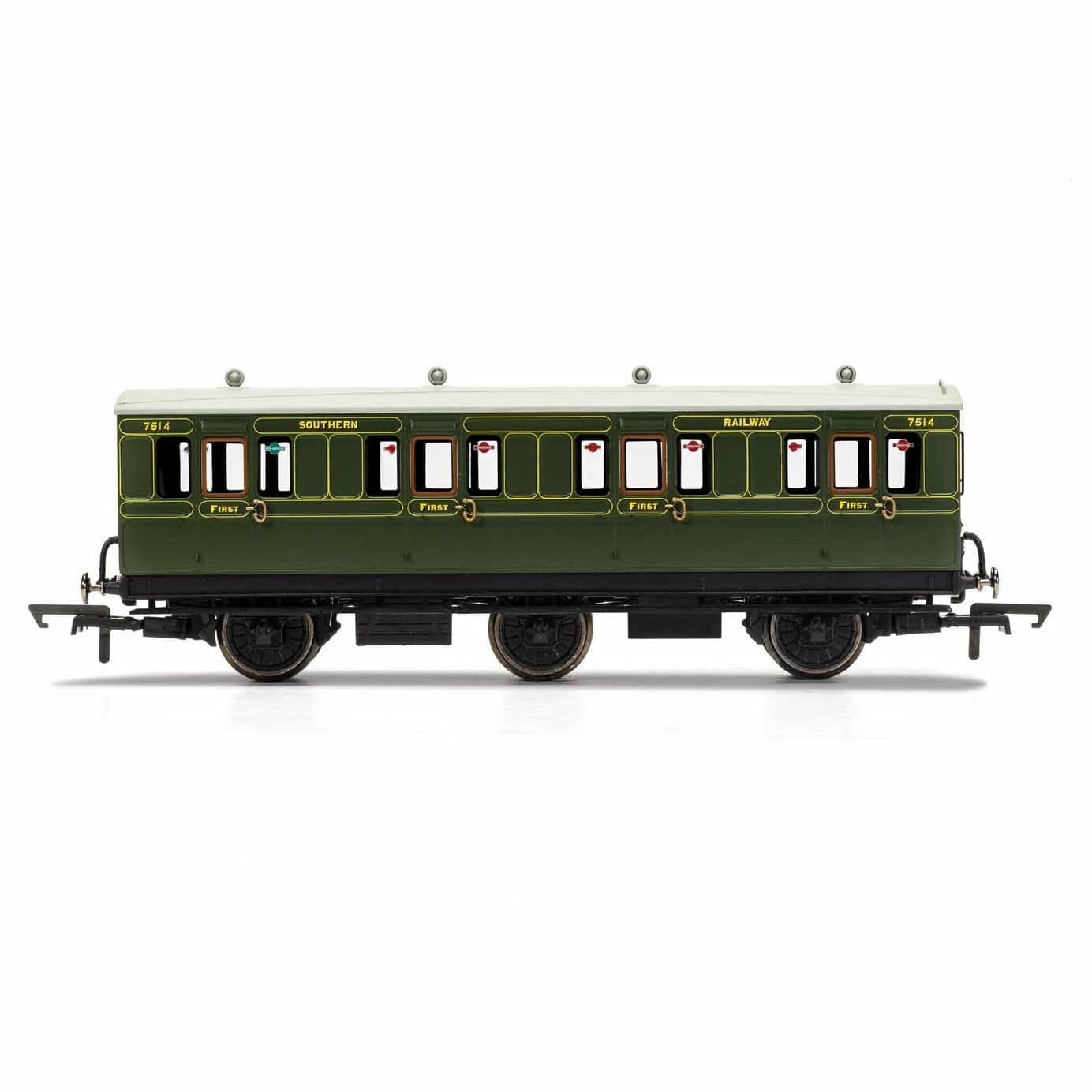 HORNBY OO SR, 6 Wheel Coach, 1st Class, Fitted Lights, 7514 - Era 3