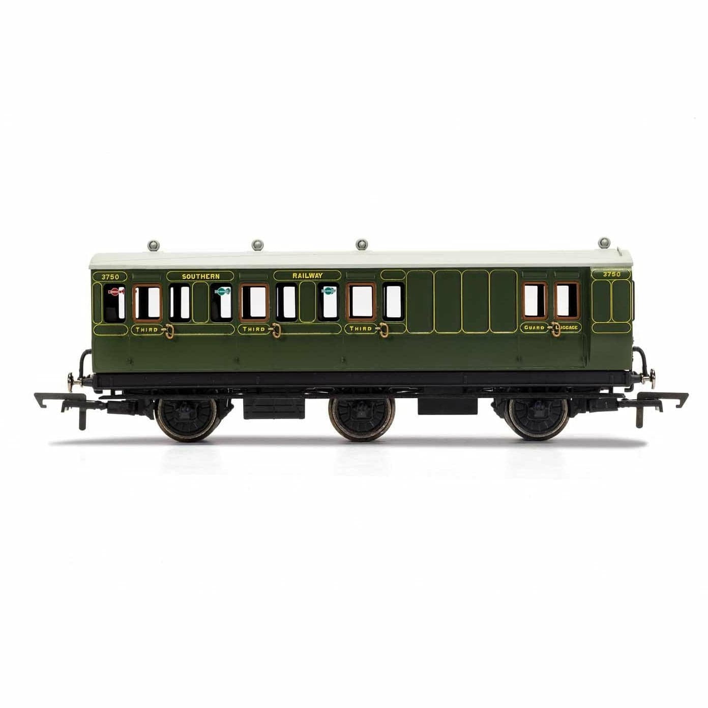 HORNBY OO SR, 6 Wheel Coach, Brake 3rd Class, Fitted Lights, 3750 - Era 3