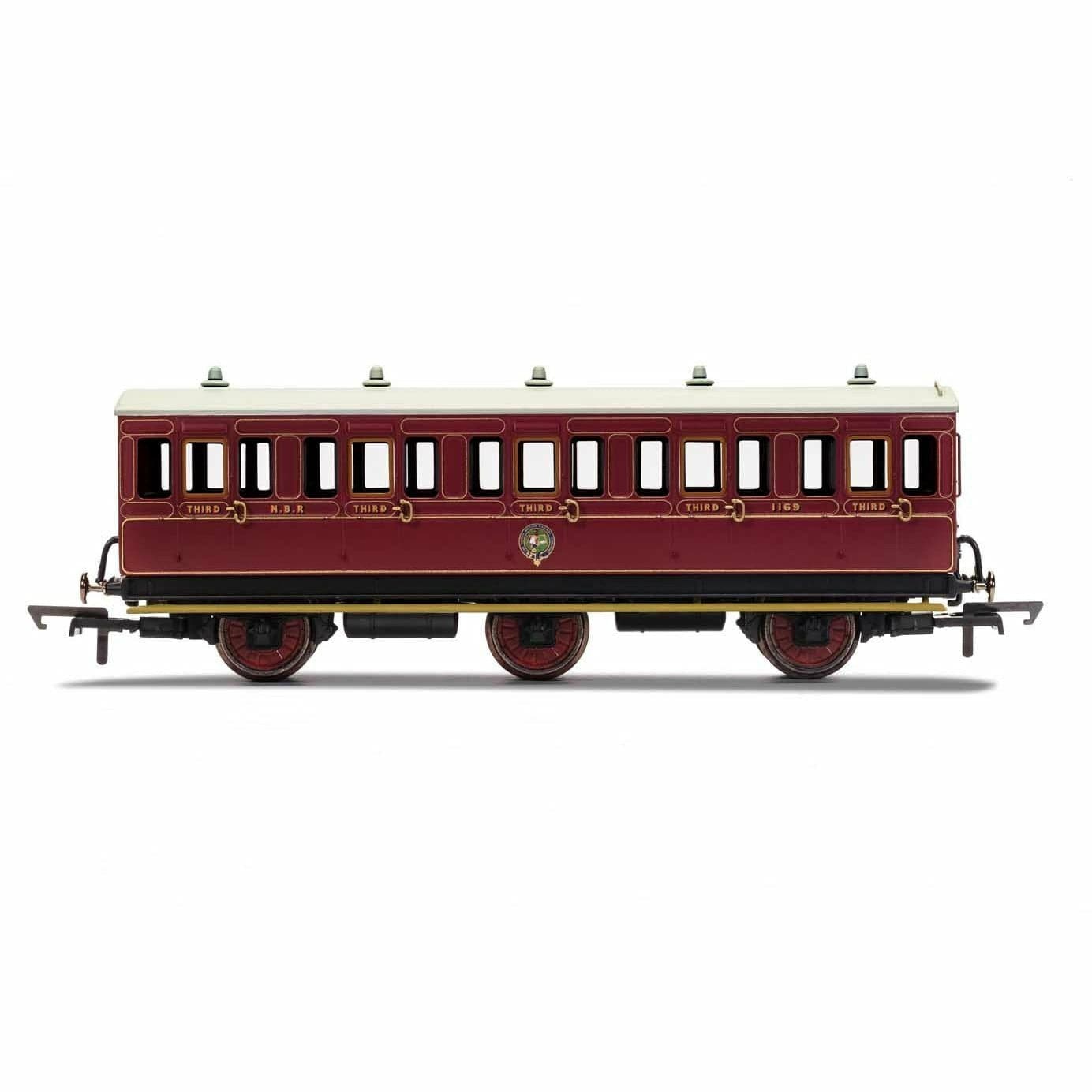 HORNBY OO NBR, 6 Wheel Coach, 3rd Class, Fitted Lights, 1169 - Era 2