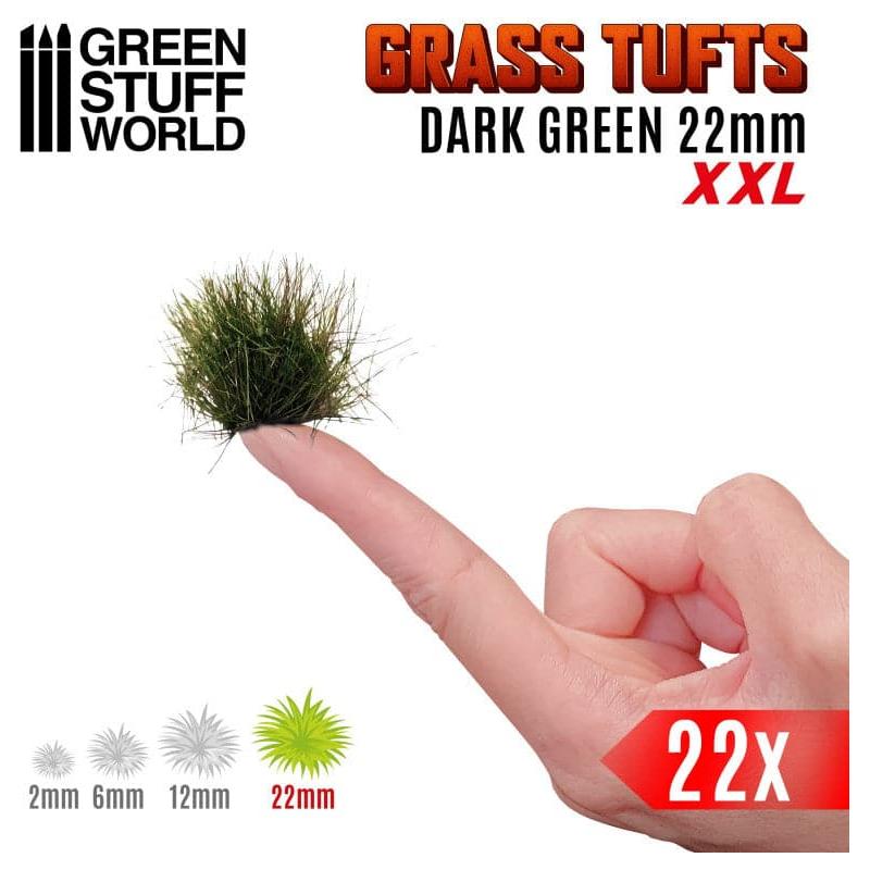 GREEN STUFF WORLD Grass Tufts XXL - 22mm Self-Adhesive - Dark Green